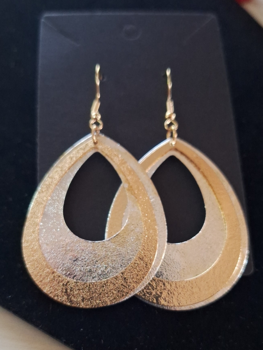 Gold Teardrop Double-Layer Dangle Earrings - Elegant Women Jewelry